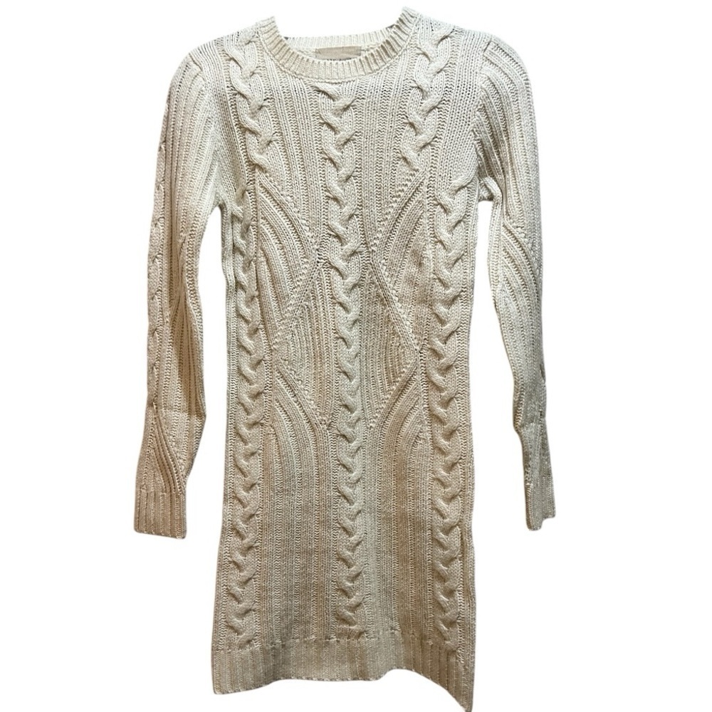 Moon River Women's Long Sleeve Cable Sweater Dress, cream small NWOT